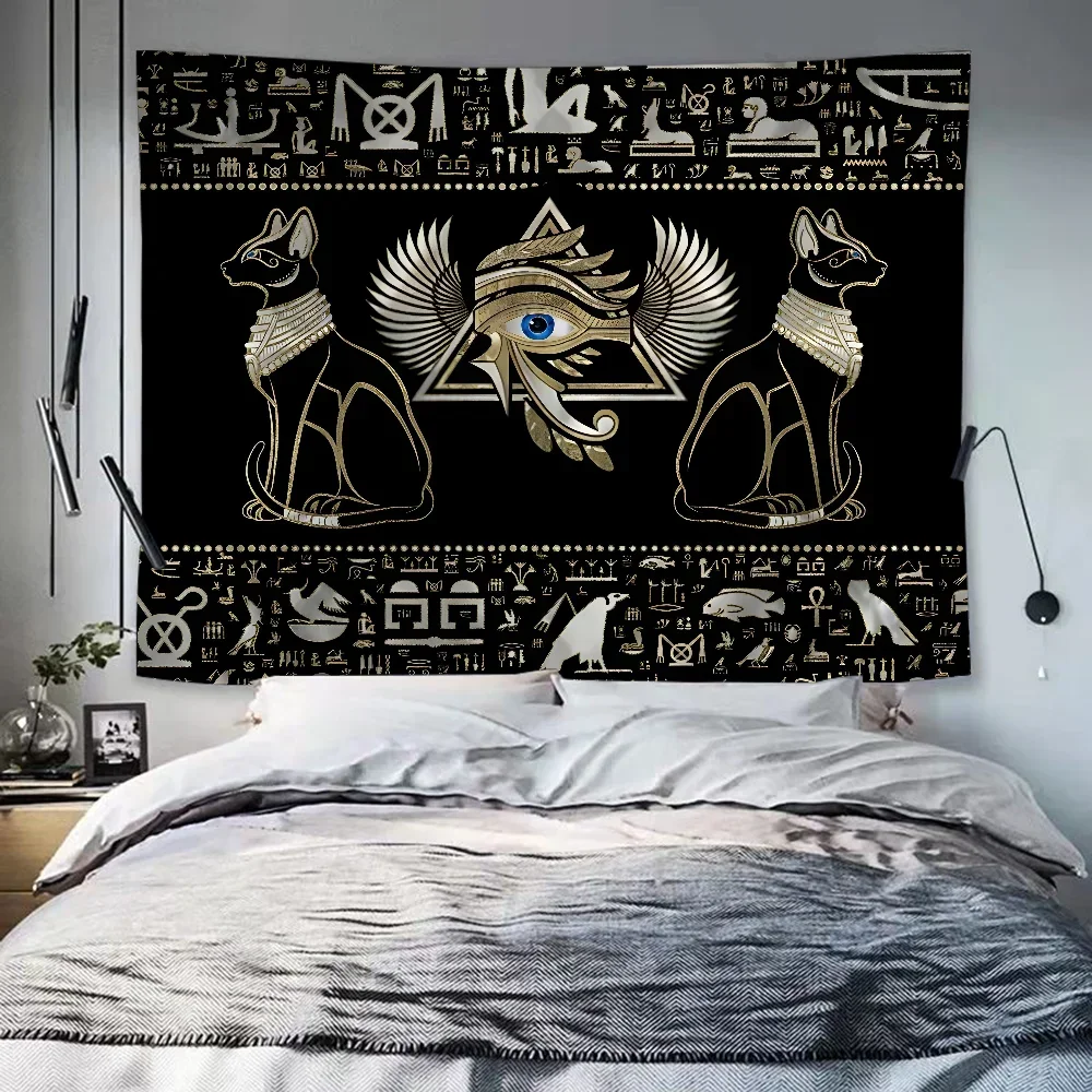 Ancient Egypt Carpet God Egyptian Cat Anubis Tapestry Art Printing Japanese Wall Tapestry Anime Wall Hanging Home Decor