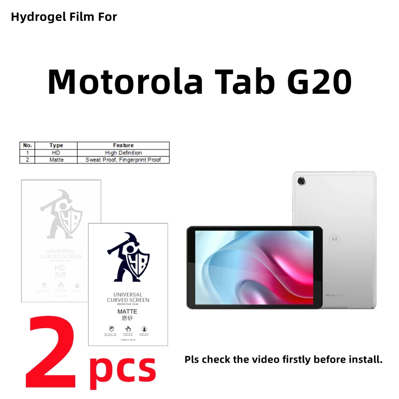 

2pcs HD Hydrogel Film For Motorola Tab G20 Matte Screen Protector For Moto Tab G20 Clear/Frosted Full Cover Protective Film