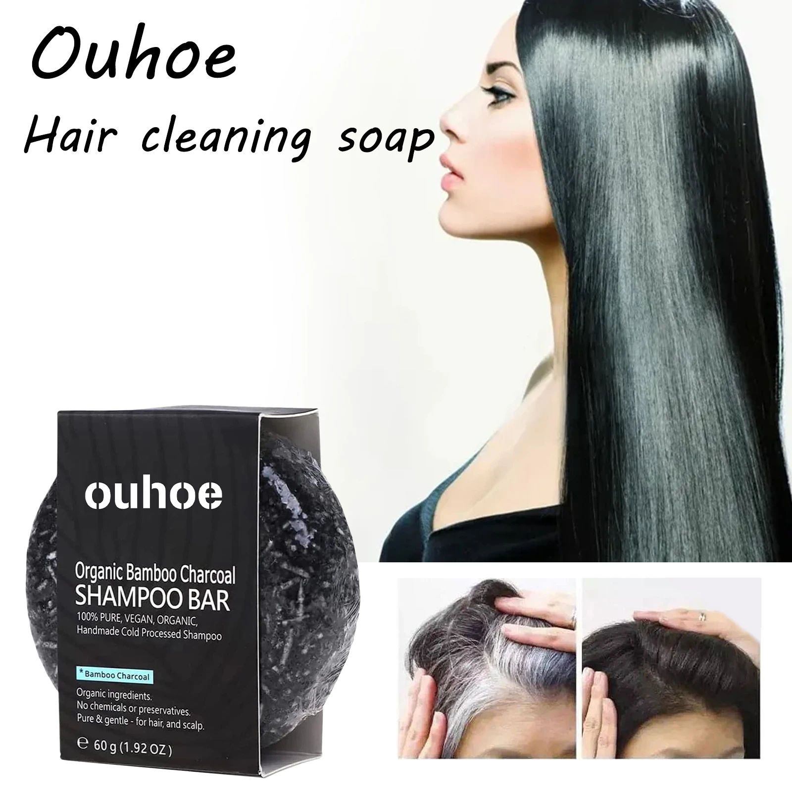

Ouhoe Charcoal Hair Cleaning Soap Deep Cleaning Scalp Strengthening Hair Roots Remove Dandruff Reduce Dryness Repair Hair Soap