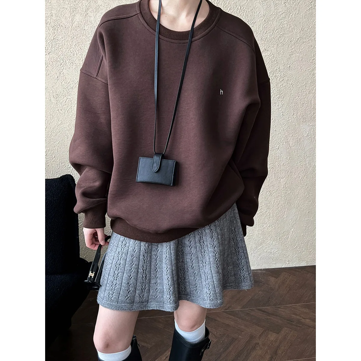 Pomarańczowa bluza oversize Casual Loose Solid Color Lazy Pullover Hoodie Damska jesienna haftowana bluza z kapturem