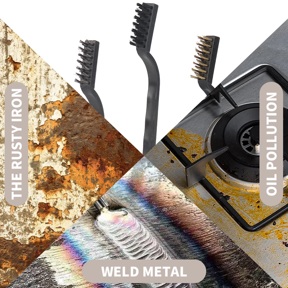 15-teiliges Drahtbürsten-Set, gebogener Griff, Bürsten-Set zum Reinigen von Schweißen, Schlacke und Rostentfernung, industrielle Scheuerbürste – Detail 6