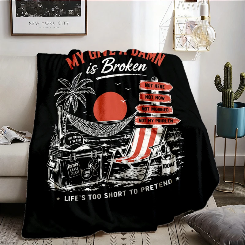 Too Old To Care Club Flannel Blanket, My Give A Damn Is Broken Flannel Blanket, Aging Attitude Flannel Blanket