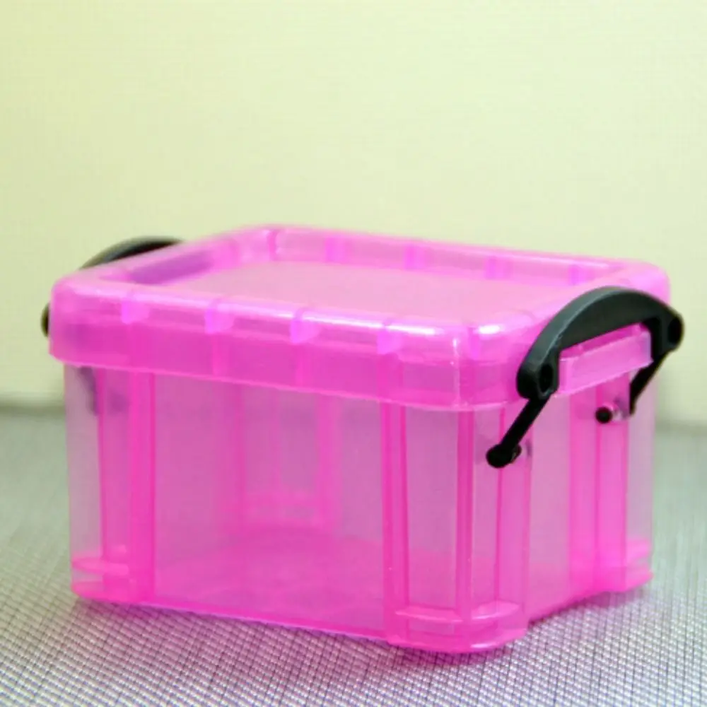 Multi-functional Mini Buckle Storage Box Transparent Candy Color Mini Storage Container Plastic Minimalism Desktop Organizer Box