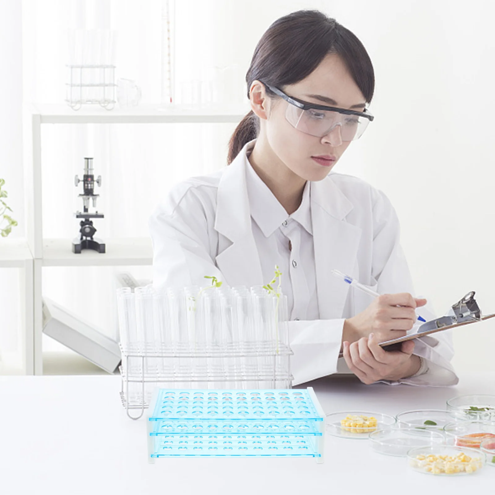 

Test Tube Rack Holder Organizer Multifunctional Vial Lab Plastic Stand