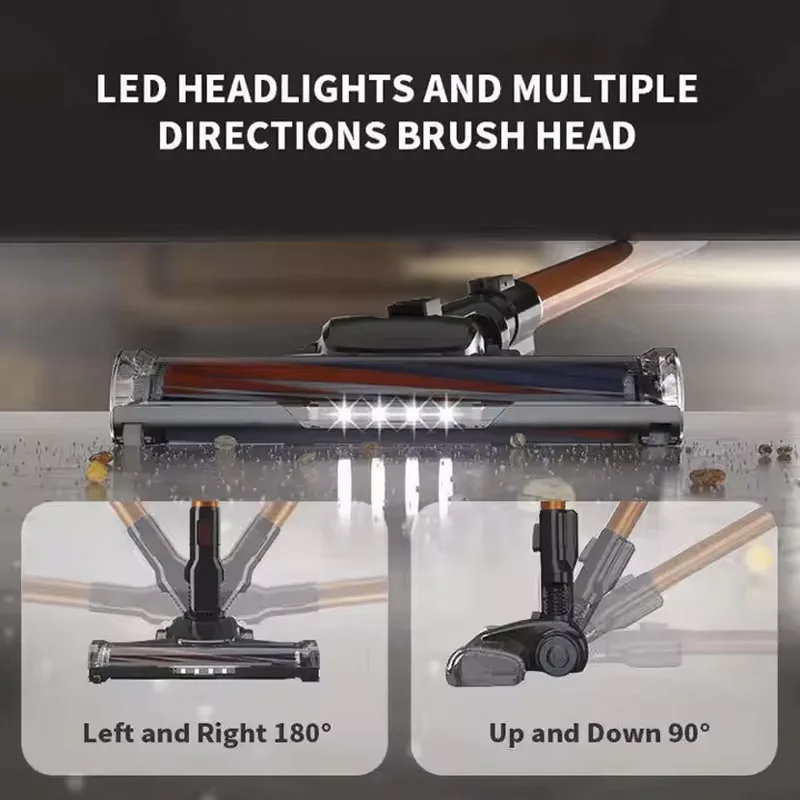 مكنسة كهربائية محمولة باليد من IDEACH بقوة 15 كيلو باسكال، شفط قوي، وضعين للطاقة، مكنسة كهربائية بإضاءة LED، مكنسة كهربائية لاسلكية