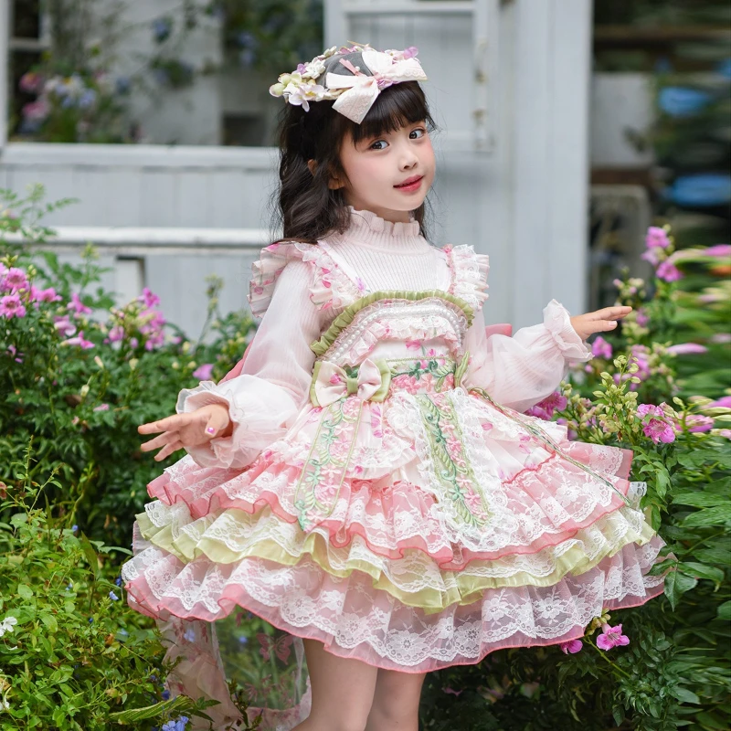 

Новинка 2026 года: Хит продаж Весна/Лето – Детское платье Лолита с многоцветными вставками и эффектом многослойности