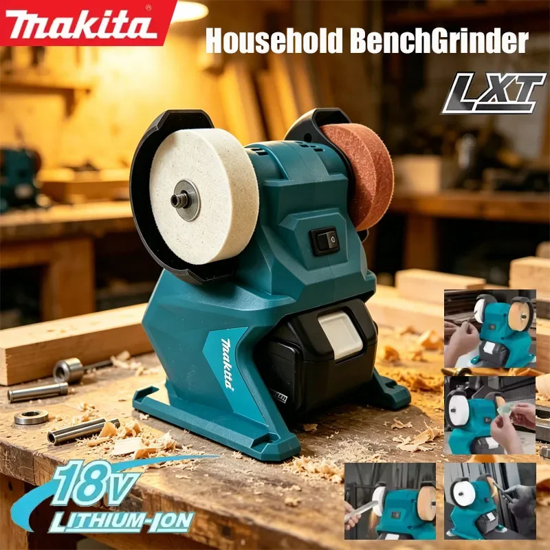 Meuleuse d'établi sans fil Makita 18-21V, sans balais, double roue, portable, outil de polissage et de meulage, aiguiseur de couteaux pour usage domestique et industriel