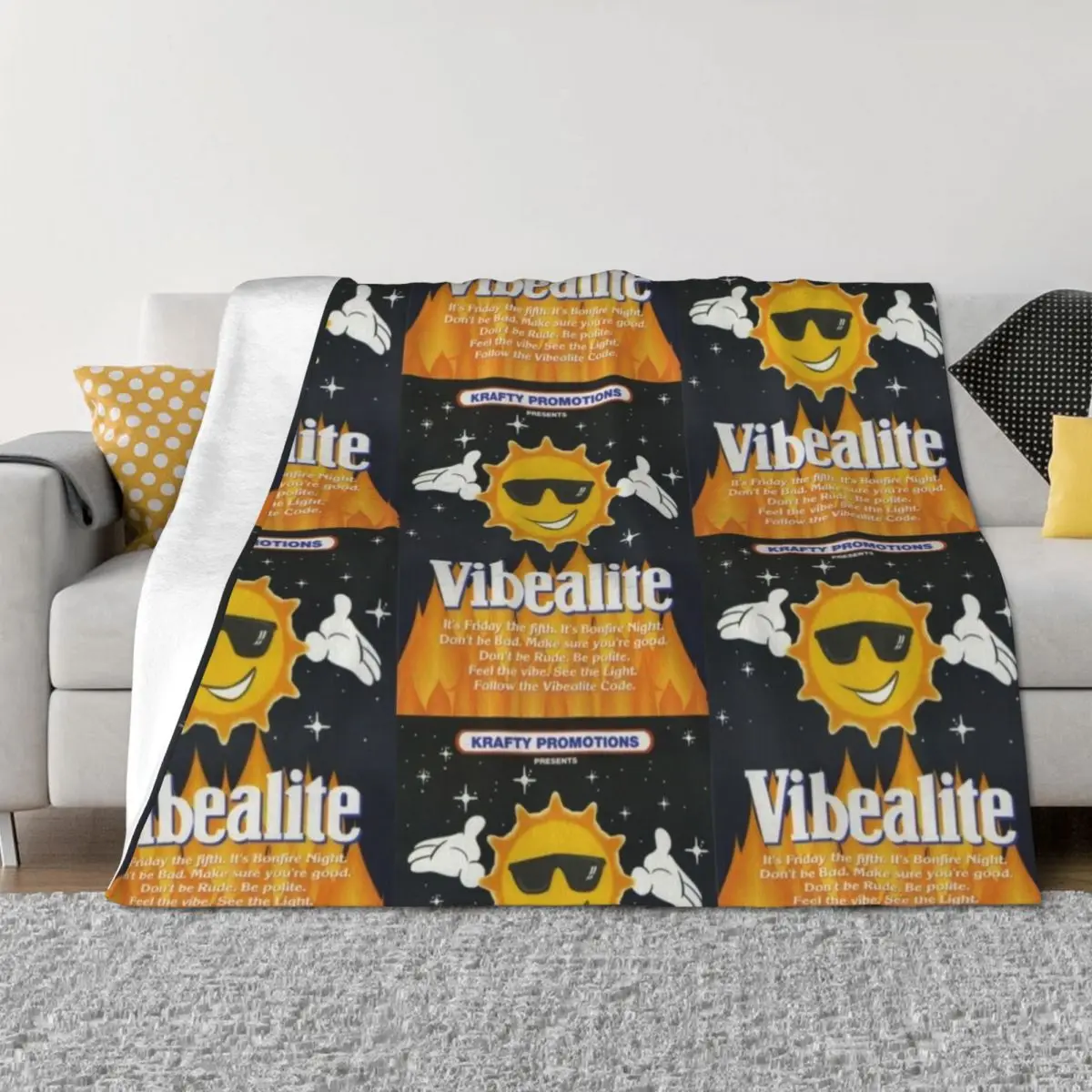 Vibealite Classic Rave Flyer Bonfire Night Special Überwurfdecke Luxus St Luxus verdicken Polar weiche Plüsch karierte Decken