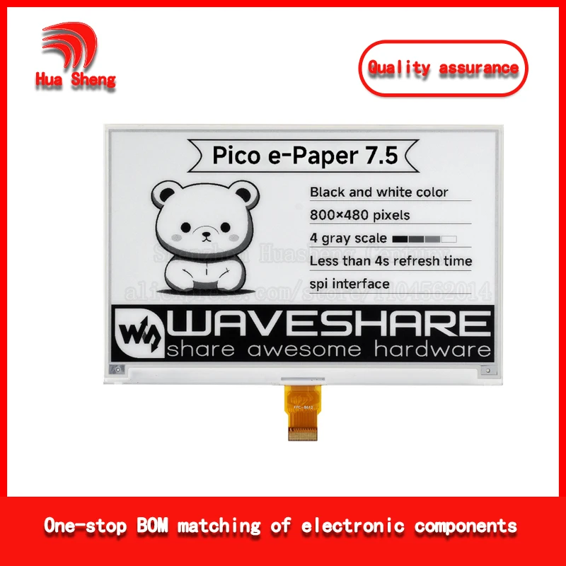 7.5 Inch E-Paper Display Pico Expansion Board with 800×480 Resolution and Spi Communication