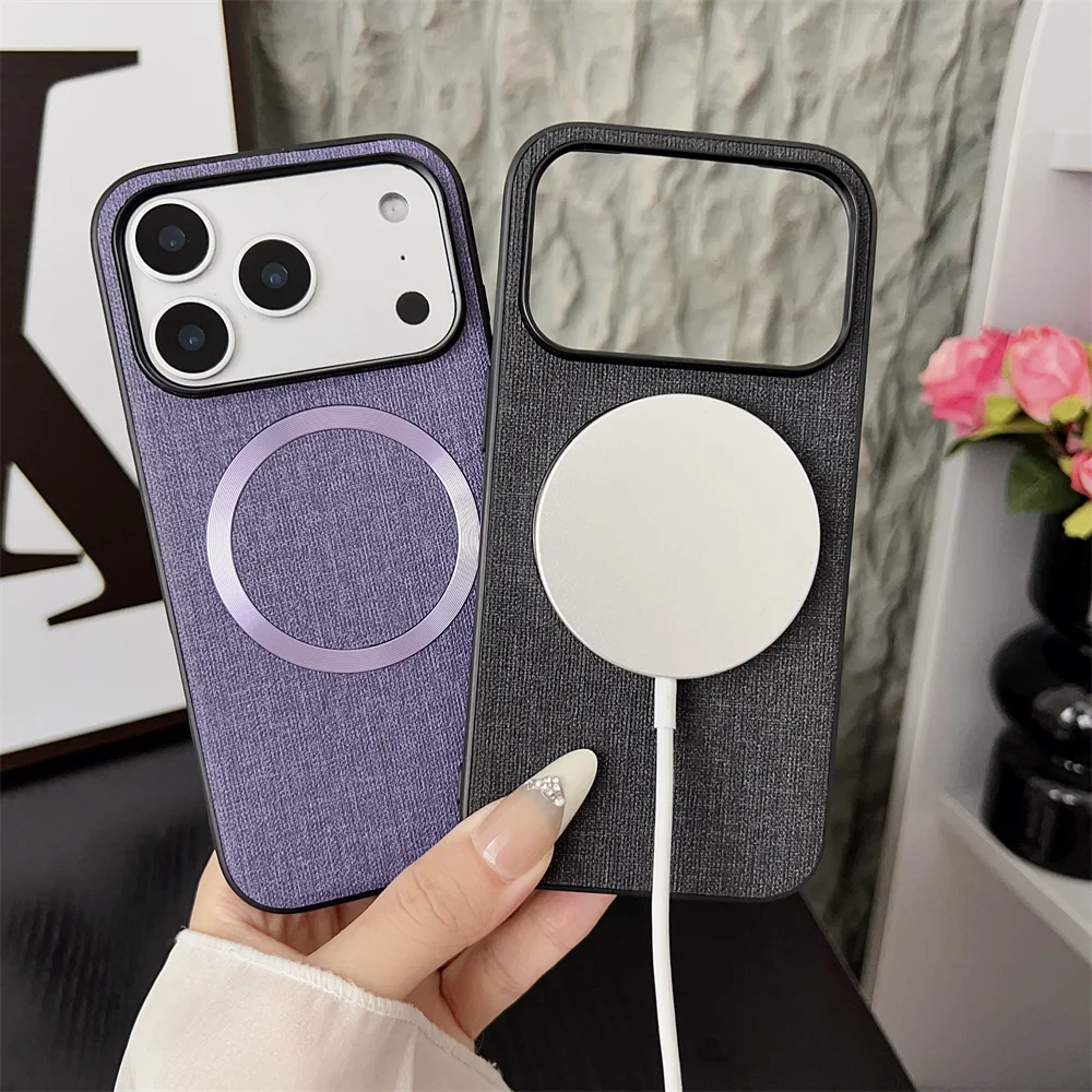 Funda de teléfono con patrón de tela Retro para iPhone 17 Air 16 15 14 13 Pro Max Plus, funda protectora de carga magnética, funda trasera