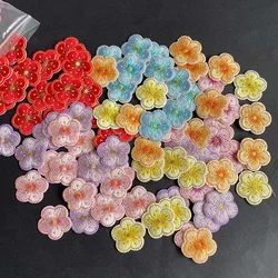10PC/3.5CM Mini Plum Blossom Flower Cloth Stickers Self Adhesive Pathes,Fabric Applique Embroidery  for Clothing,Repair Patch