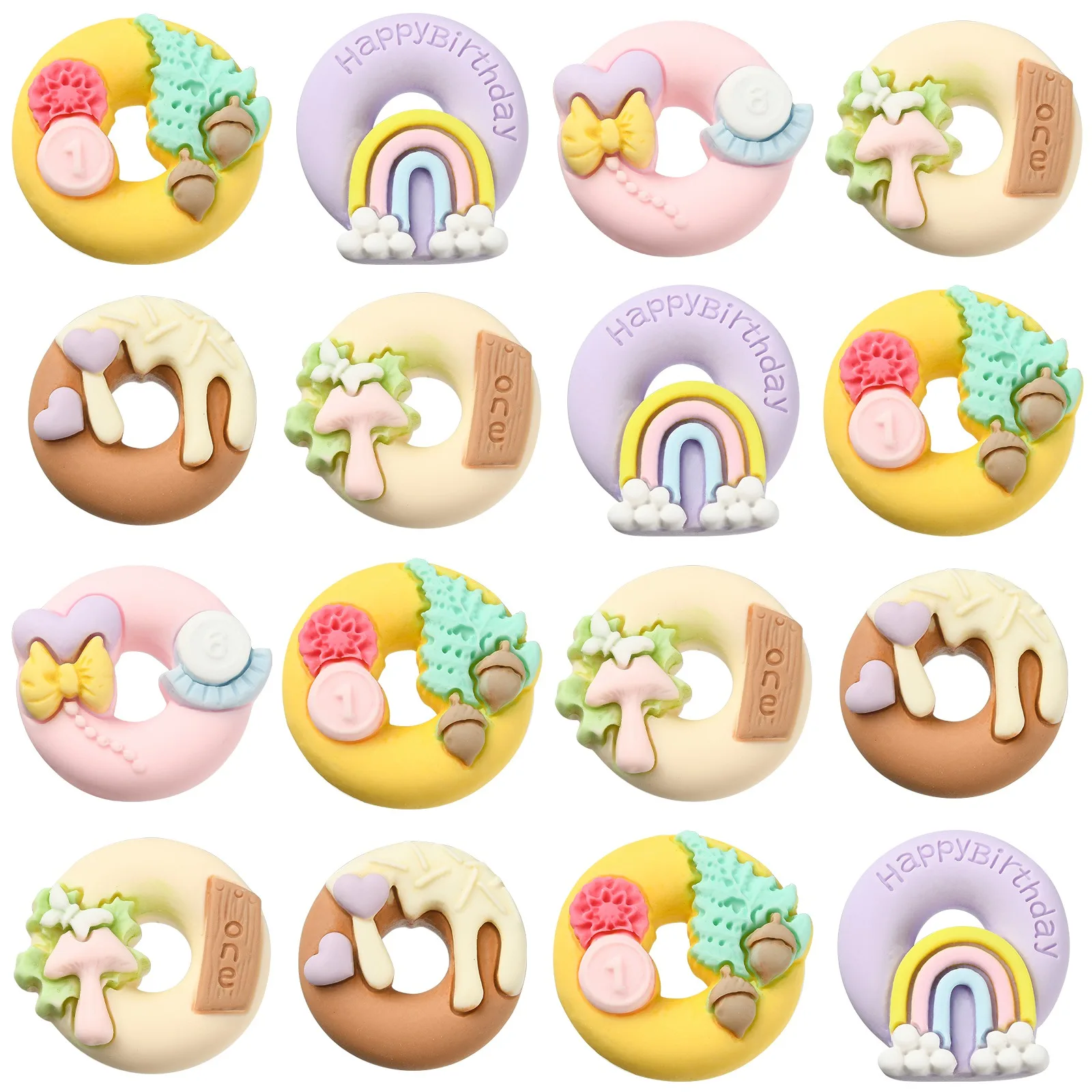 

Pandahall 50Pcs 5 Styles No Hole Donut Flatback Beads Imitation Food Bread Beads for DIY Crafts Phone Case Decor Jewelry Making