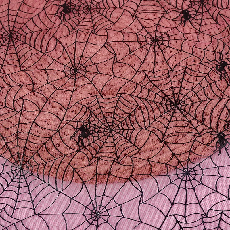 Black Foil Halloween Spider Web Mesh Fabric Ghost Festival Easter Stage Skirt Hexagonal Mesh Fabric New