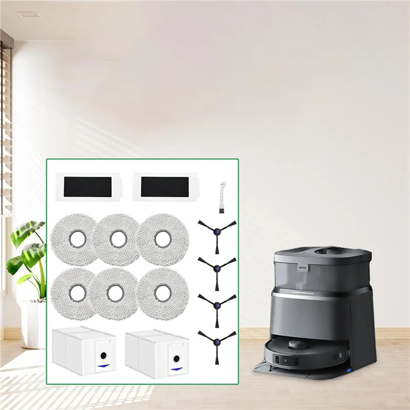 ABJN-2 مجموعة ملحقات مجموعة ل ECOVACS DEEBOT T30 Pro Omni جهاز آلي لتنظيف الأتربة: مناديل أكياس الغبار والفرش الجانبية والمرشحات