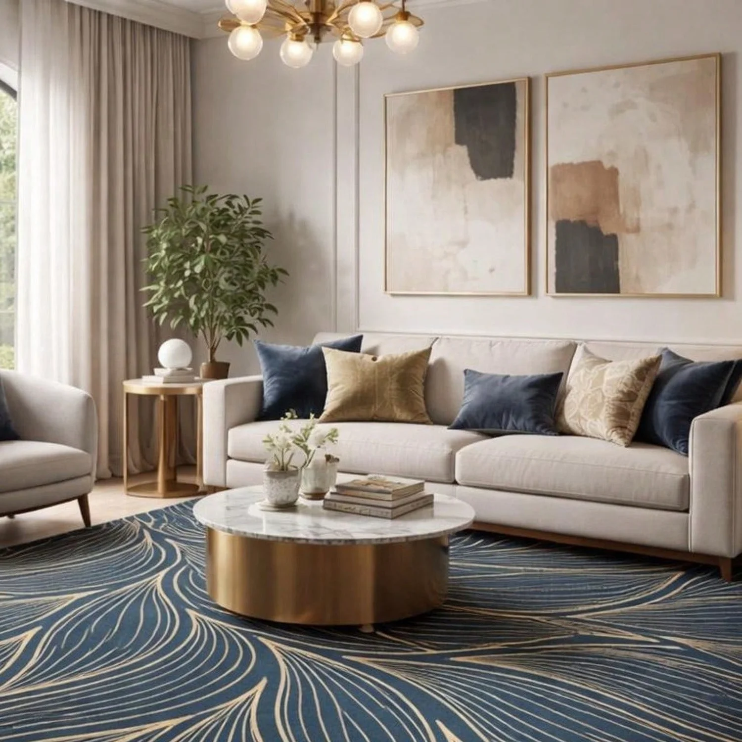 Luxury Home Textiles Usa - 네이비 블루 카펫, 금박 아트 카펫,