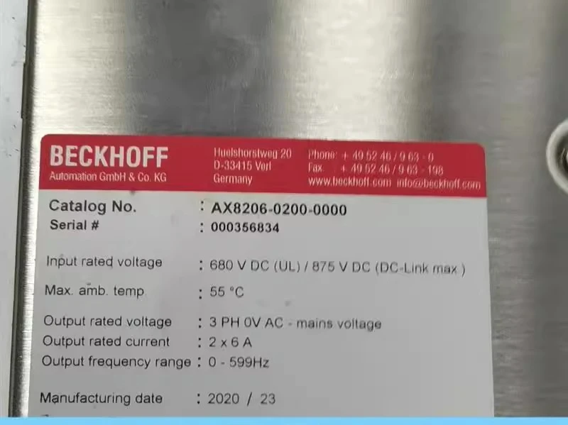 

The new BECKHOFF driver AX8206-0200-0000 is now required