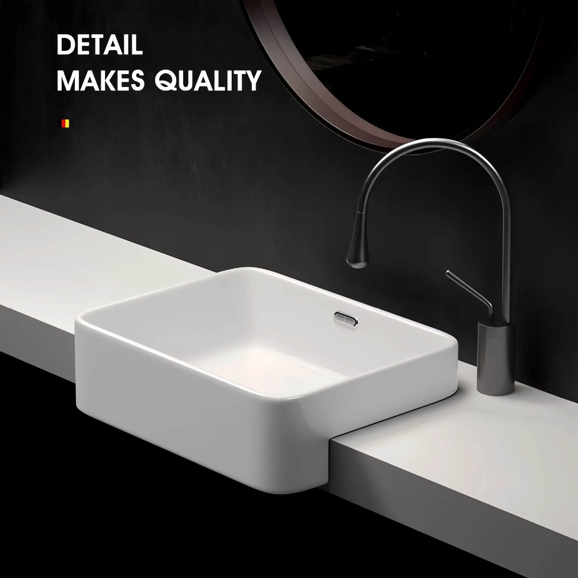 

Semi-embedded countertop basin Square ceramic countertop basin wash basin Hotel household