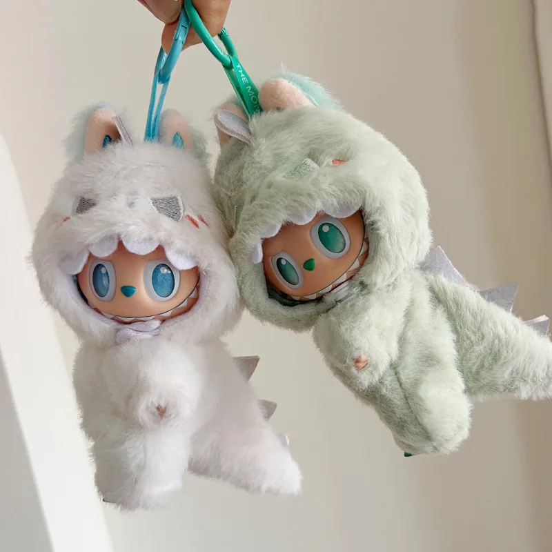 Süße rosa Dinosaurier-Kleidung für Labubu V1 V3 mit Plüsch verbundenem Dinosaurier-Set, Anzug für Ladbubu-Puppen, Zubehör, Weihnachtsgeschenk – Detail 4