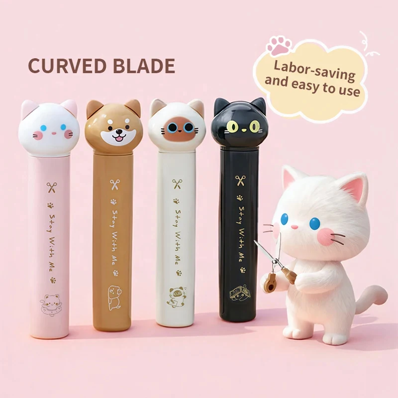 Mr.Paper 4 Styles Furry Town Series Portable Pen Style Scissors Kawaii Cat  Dog Design DIY Craft Stationery lovely Supplies