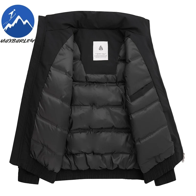 Maxbarley 2026 الرجال أسفل سترة الشتاء الشارع العمودي طوق الأبيض بطة أسفل معطف دافئ الكورية سميكة البيسبول دعوى سترة منفوخة