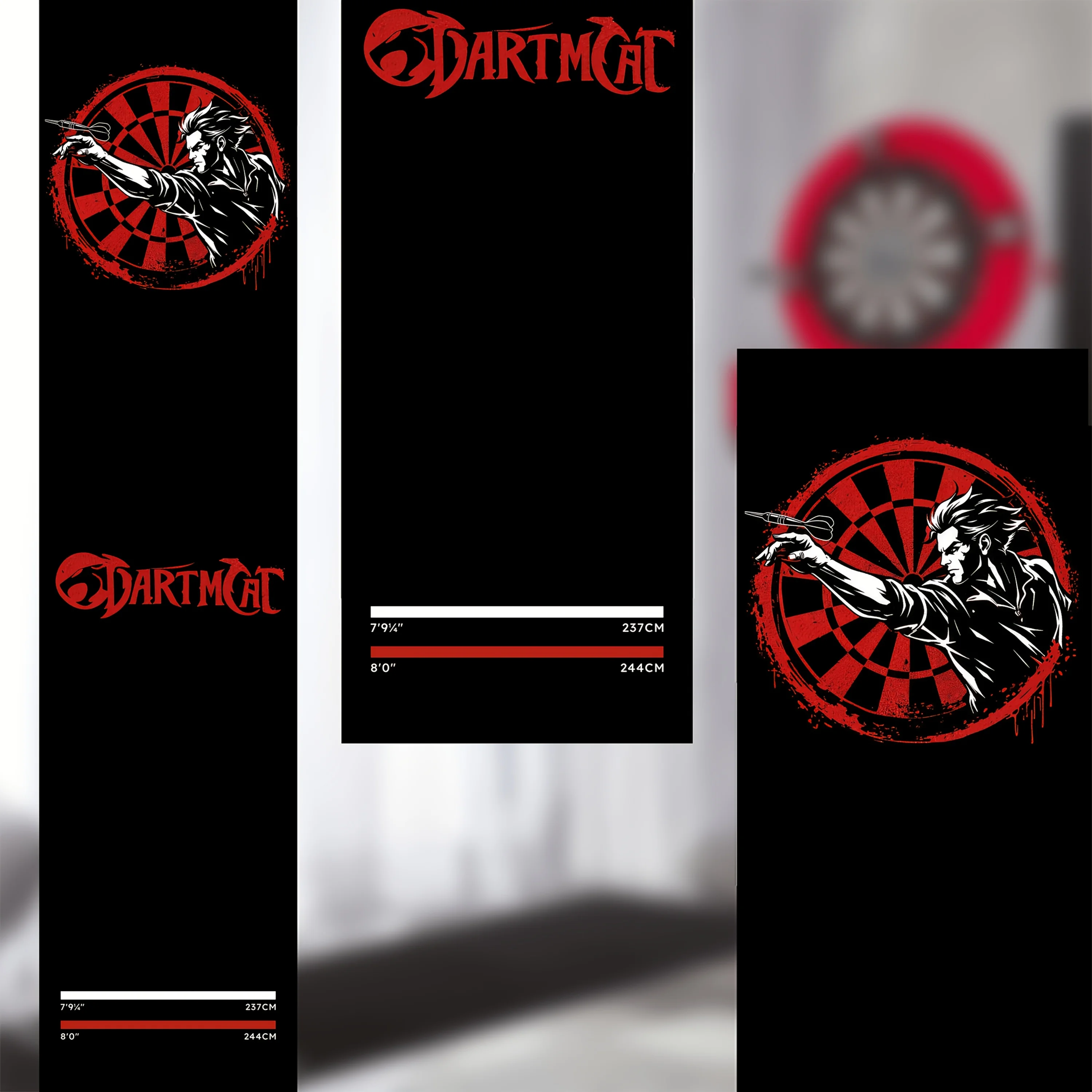 VIKAMA Darts Throw Line Mat Non Slip Dart Mat with Distance Marker for Professional Steel Tip Dartboard Game Home Decor