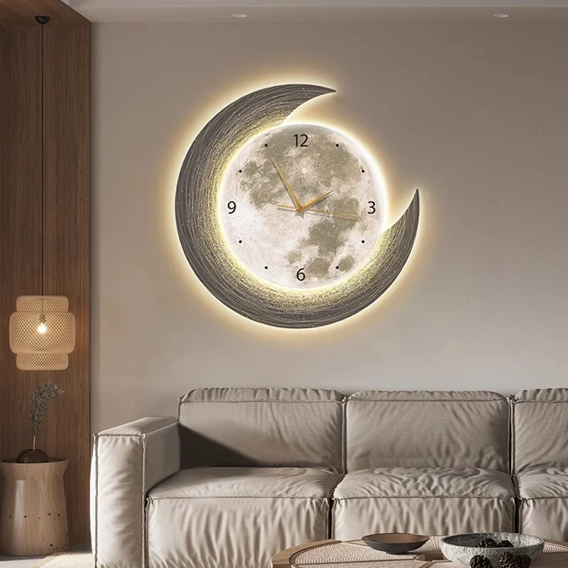 Round Fashion Wall Clocks Creative Minimalist Nordic Restaurant Wall Watch Kitchen Luxury Led Orologio Da Parete Home Decoration