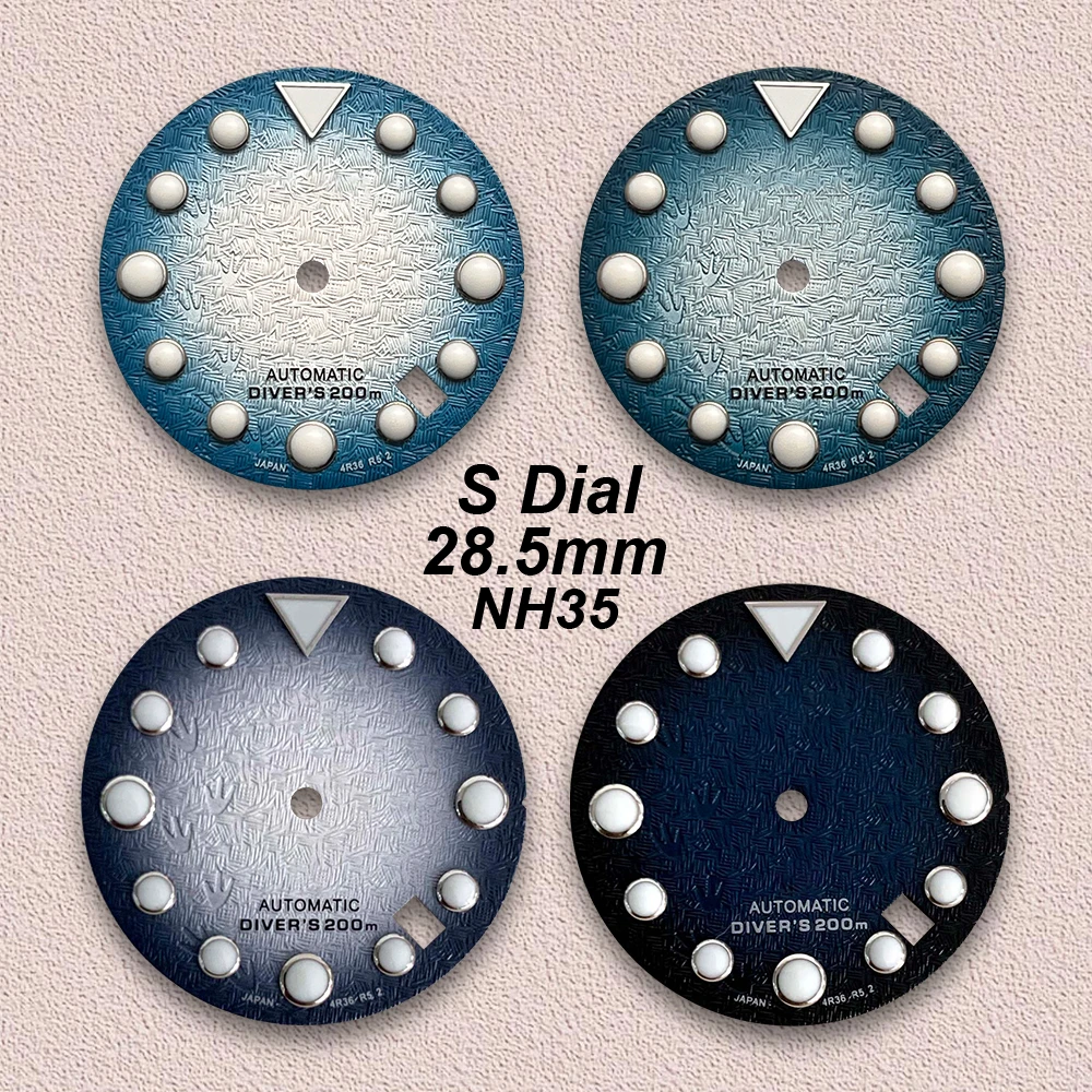 

28.5mm S Logo 3D Footprints Dial Fit NH35/NH36/4R/7S Movement C3 Green Luminous High Quality Watch Modification Accessories