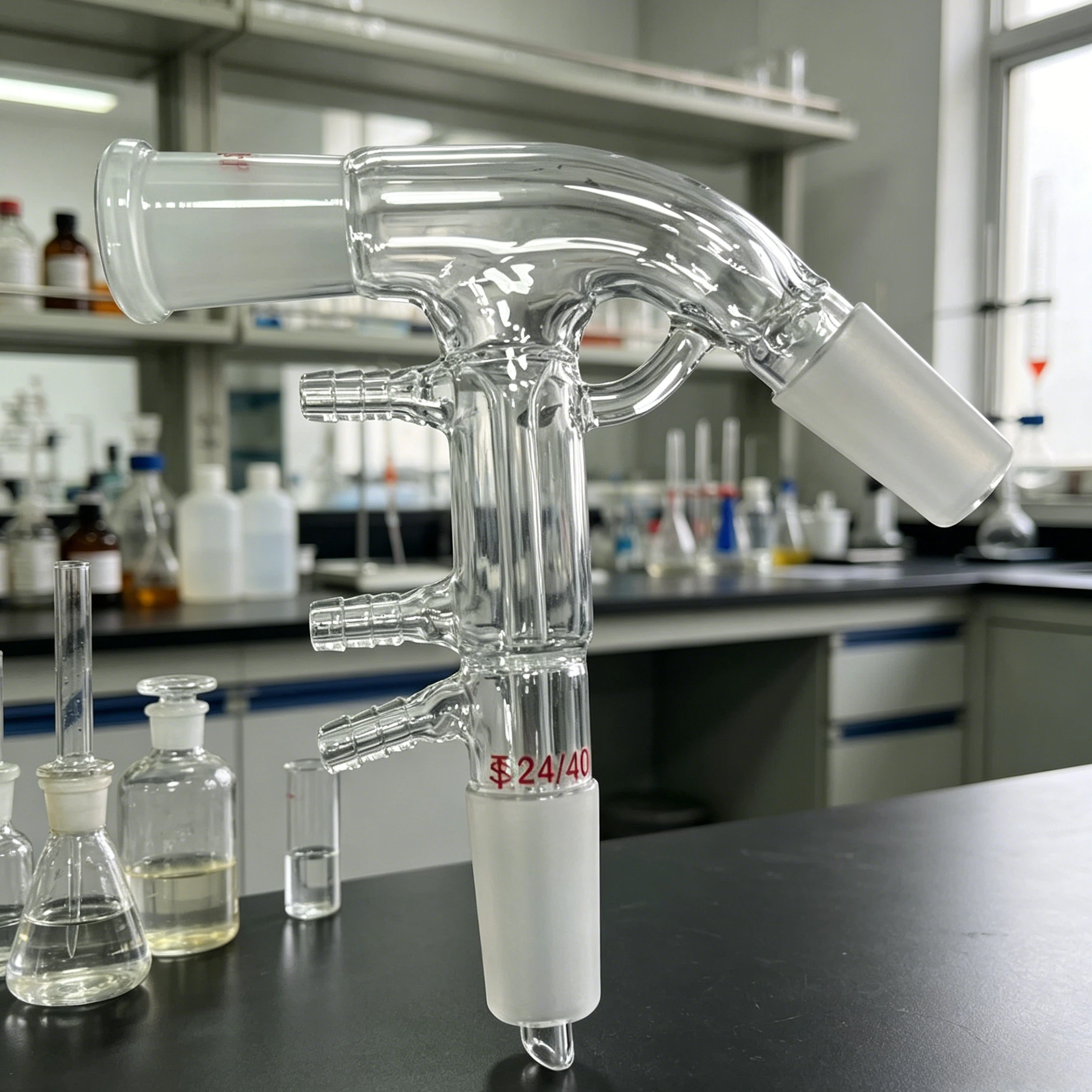 Image 5: Tête de micro-distillation en verre borosilicaté 24/40, appareil de distillation fractionnelle de laboratoire