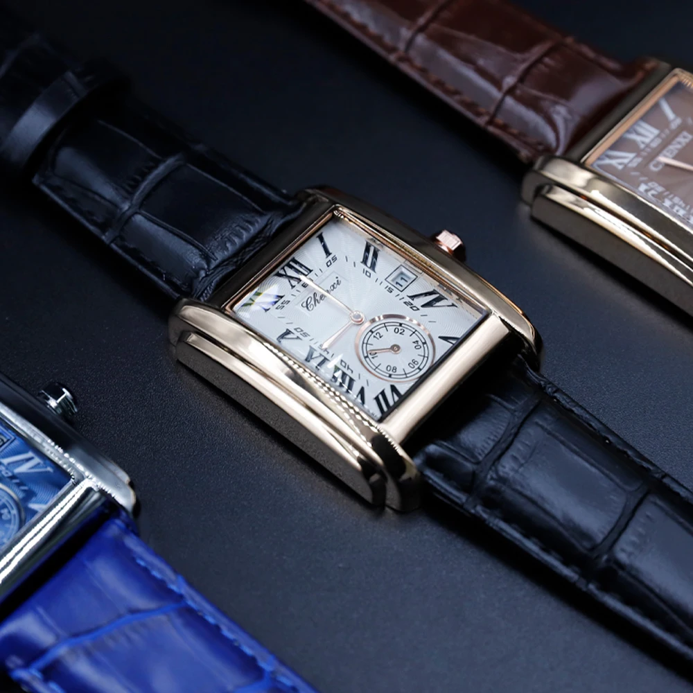 CHENXI Orologi in pelle al quarzo da uomo Business Casual Orologi da polso da uomo impermeabili Orologio da uomo con calendario impermeabile alla moda