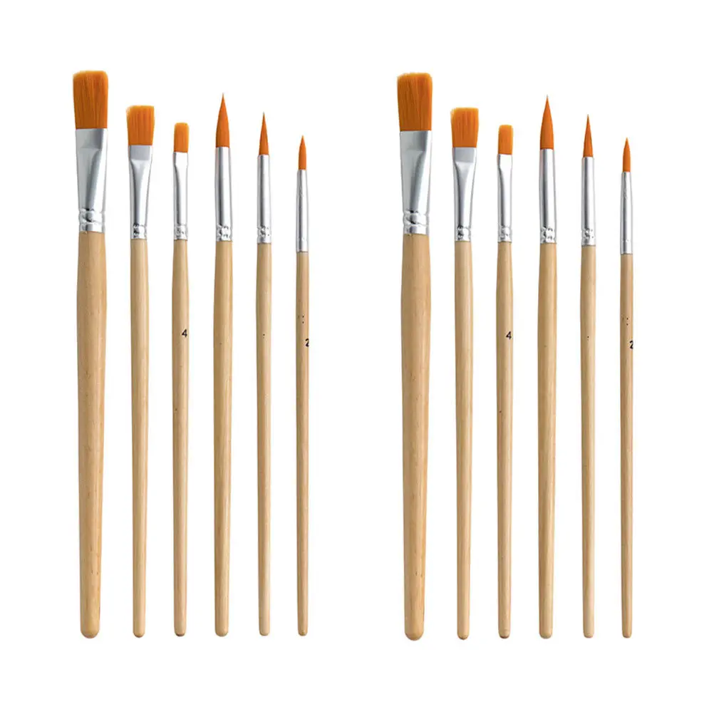 12pcs Oil Paint Brush Set Multi-Purpose Painting Brushes For Watercolor Gouache Acrylic Diy Graffiti Art Supplies Wood
