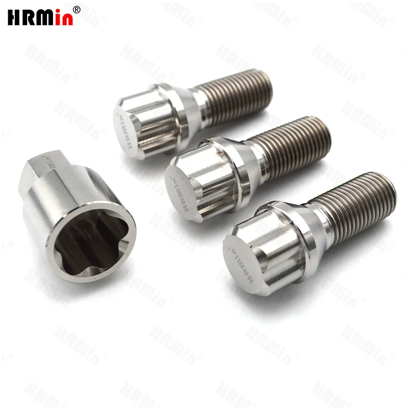 HRMin 10.9 grade Gr.5 titanium Cone seat anti-theft titanium bolt wheel bolt M12*1.5*28-45mm for BMW Lotus racing car etc.