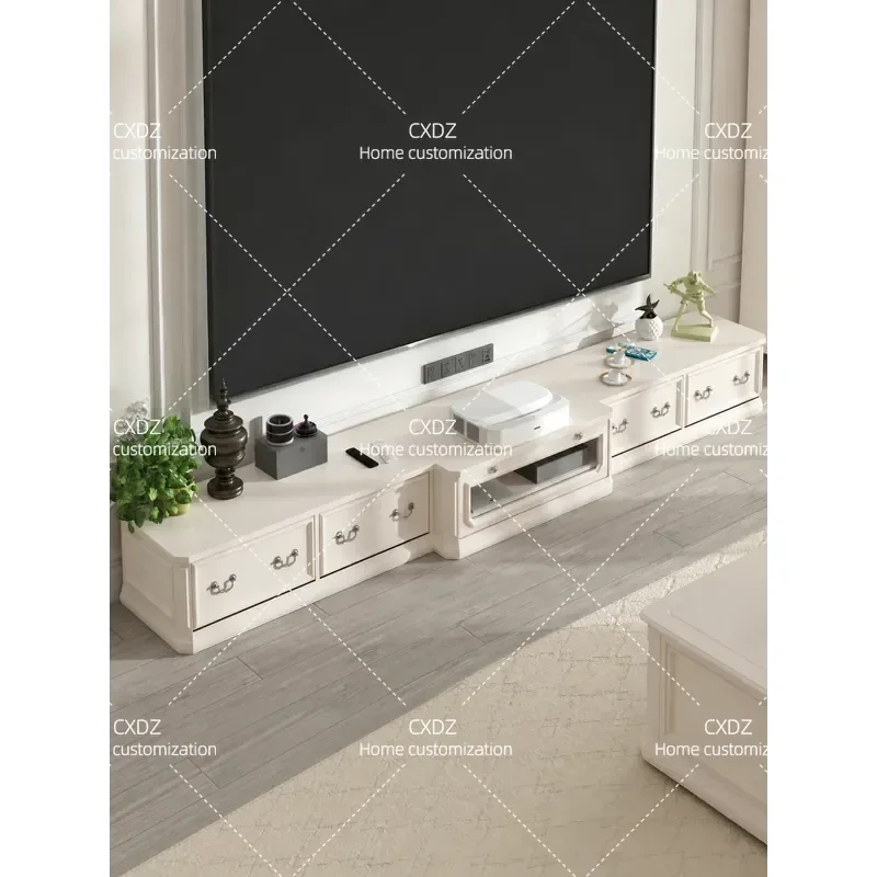 Solid Wood TV Cabinet for Projector Laser TV Custom Length 1.6m to 3.6m Modern Media Console Storage Unit Living Room