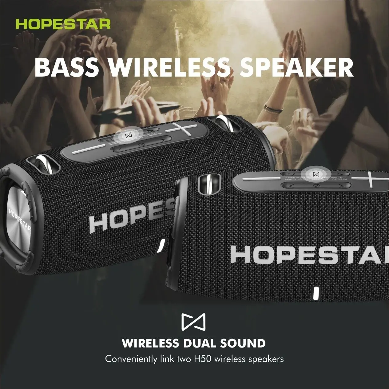 Hopestar H50 Portable Bluetooth Speakers Wireless HIFI Stereo Sound Box with Ultra Strong Bass Radio U Disk TF Card AUX Playback