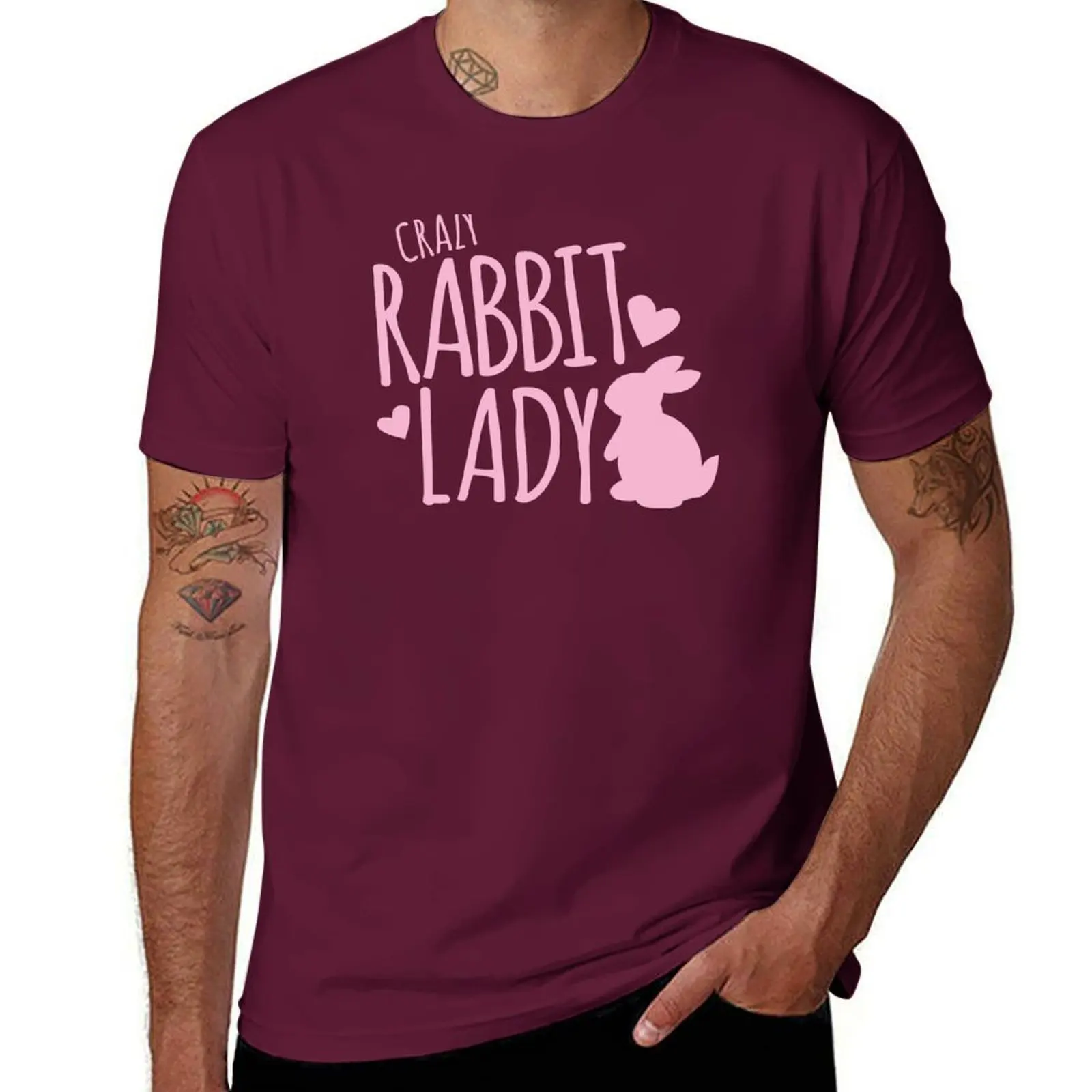 

Crazy Rabbit (bunny) lady in pink T-shirt shirts graphic tees boys whites vintage clothes Short sleeve tee men