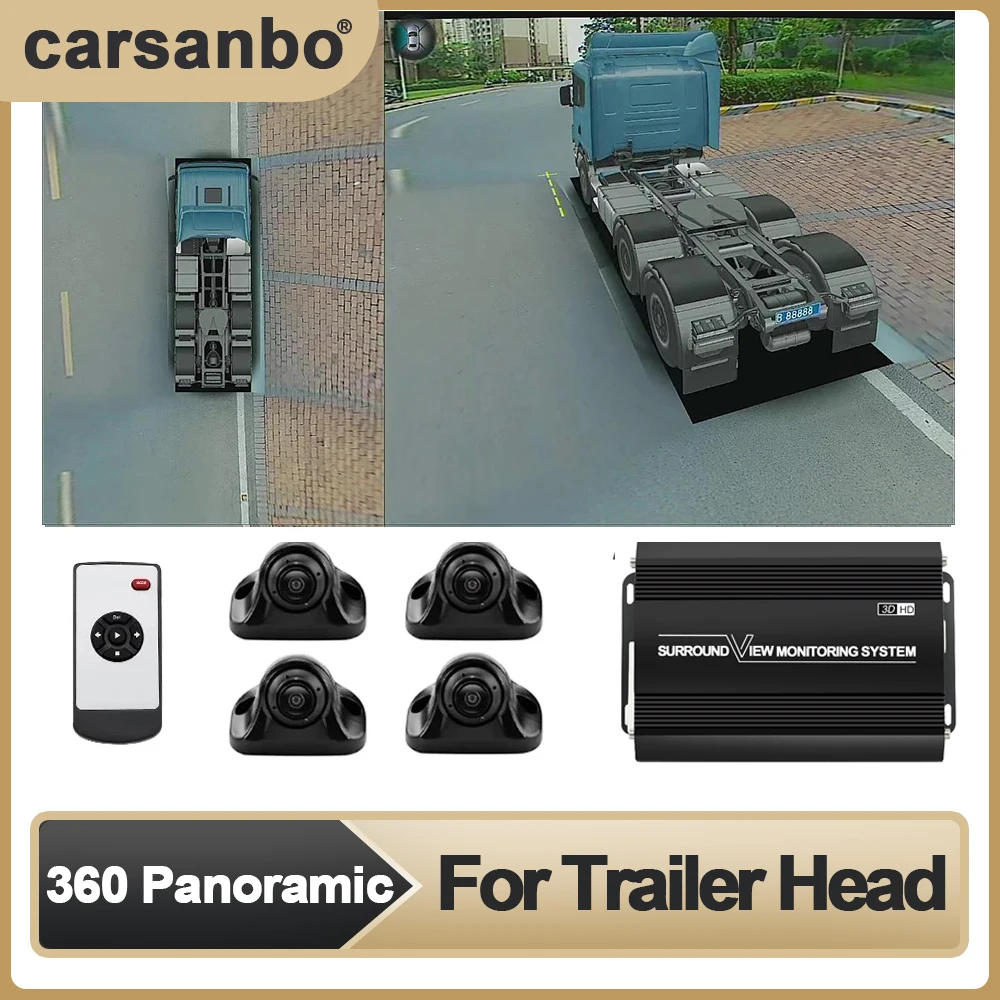 

Автомобильная бесшовная камера Carsanbo 360 ° с функцией объемного обзора птичий глаз (3D + 1080P), автомобильный бесшовный видеорегистратор 360, подходит для головки прицепа
