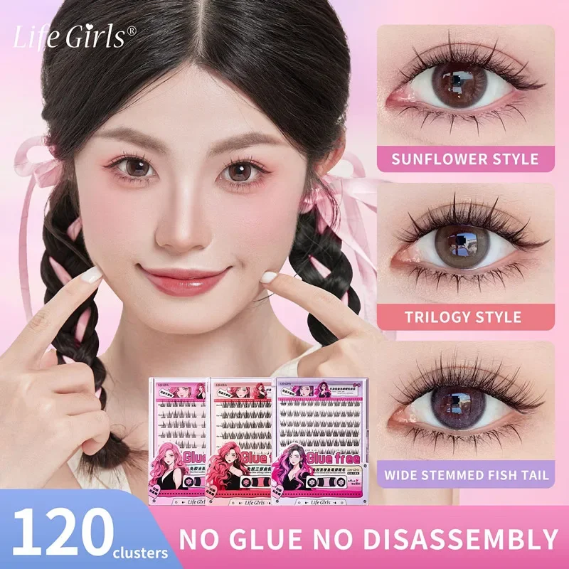 Self-Adhesive False Eyelashes Sunflower Fishtail Style - No Glue Needed Natural Look Lashes Reusable Daily Wear DIY Anime Eyes