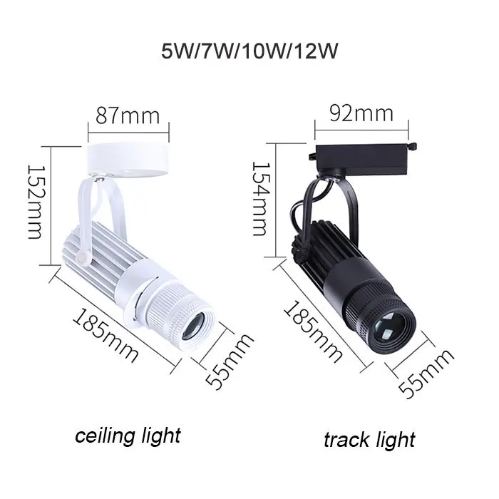 Theater Stage Zoom Spotlights, LED Focus Logo Projector Track Lights,Industrial Gobo Lights for Company Restaurant Store Wedding