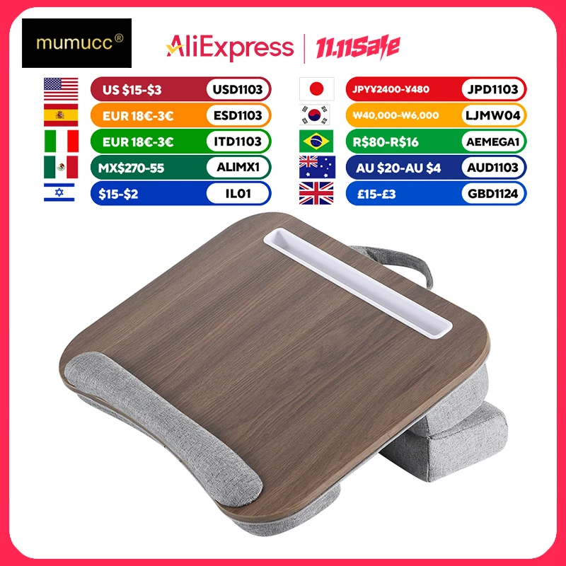 Mumucc Multifunctional Lapdesk With Adjustable Height For Laptops, Tablets,Mobiles,With Cushion And 30CM Slot,Office Nap Pillows