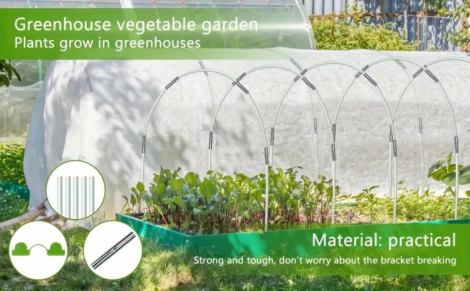 25er-Pack Glasfaser-Gewächshausrahmen, DIY-Gartenpflanzen-Stützrahmen, Rostbeständiges Gemüsetunnel-Skelett, Gardeni – Detail 2