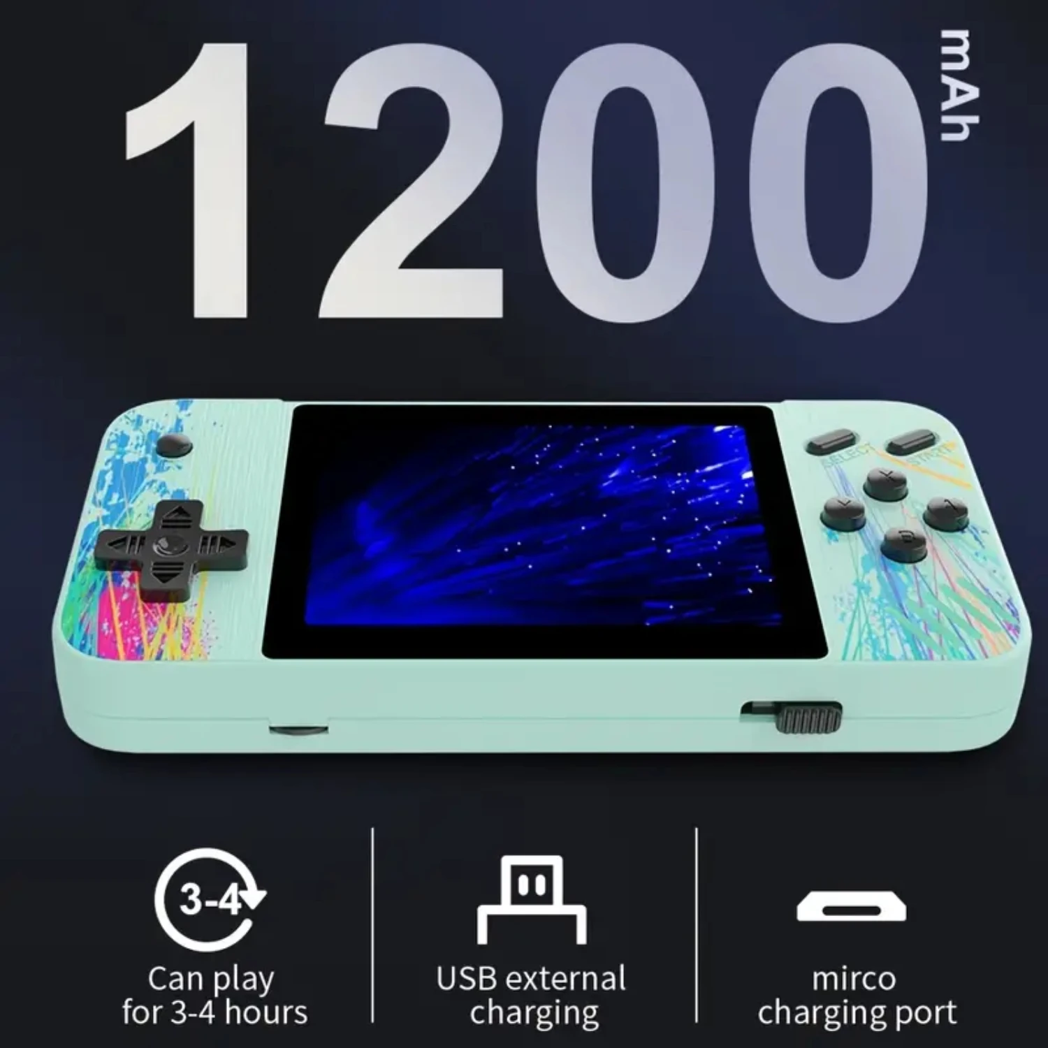 

Portable Pro Handheld Retro Game Console with Rechargeable Battery - Classic Games Included - M10 Style