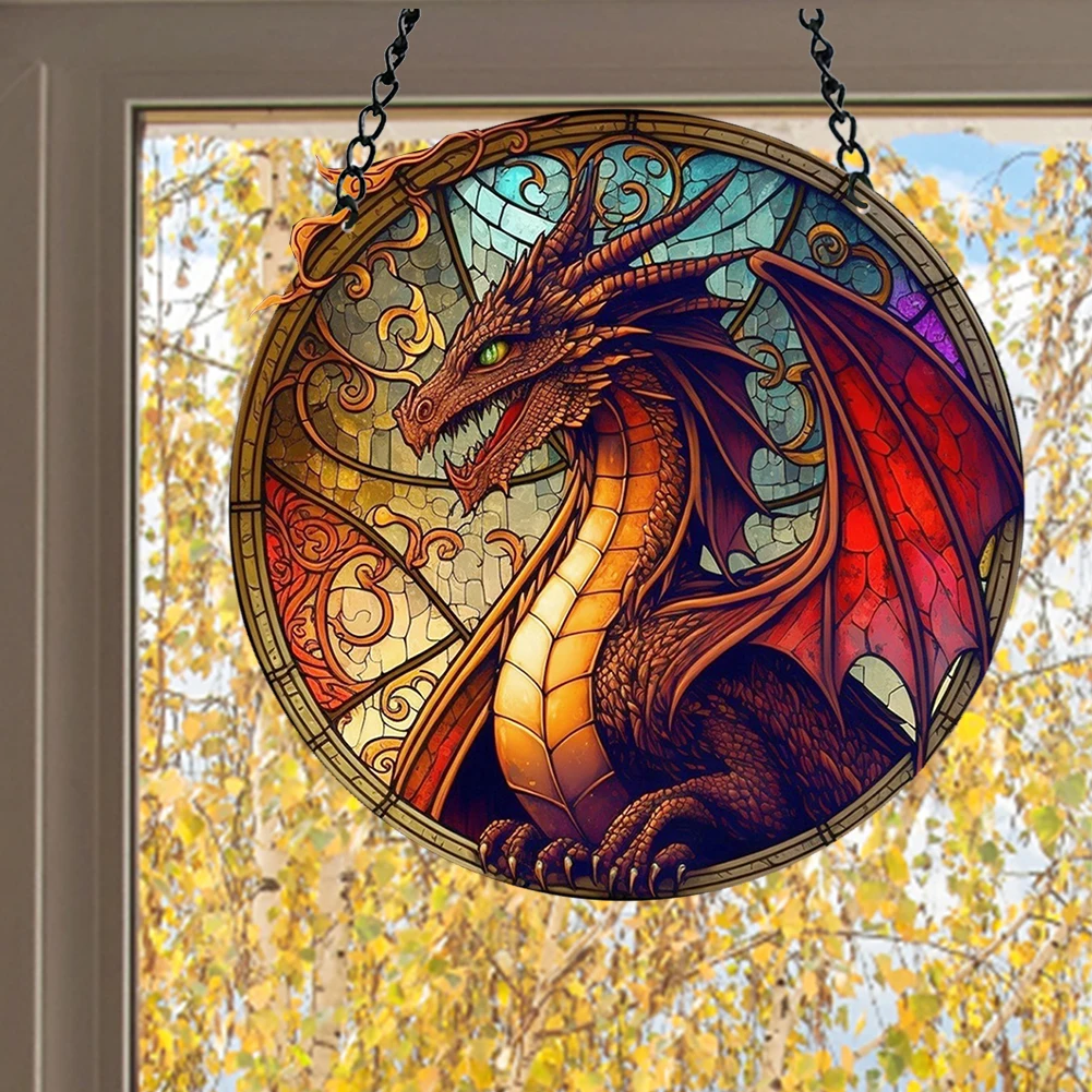 Suncatcher letrero de puerta colgante, decoración impermeable de acrílico con cadena y gancho de dragón para pasillos de jardín y decoración del hogar