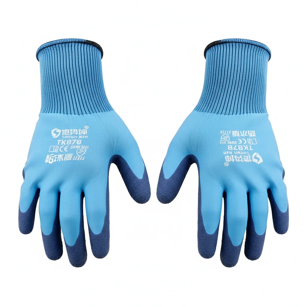 Rubber Coated Work Gloves, Wear-Resistant, Waterproof Oil Proof,Non-Slip Grip for Construction, Industrial, Mechanics
