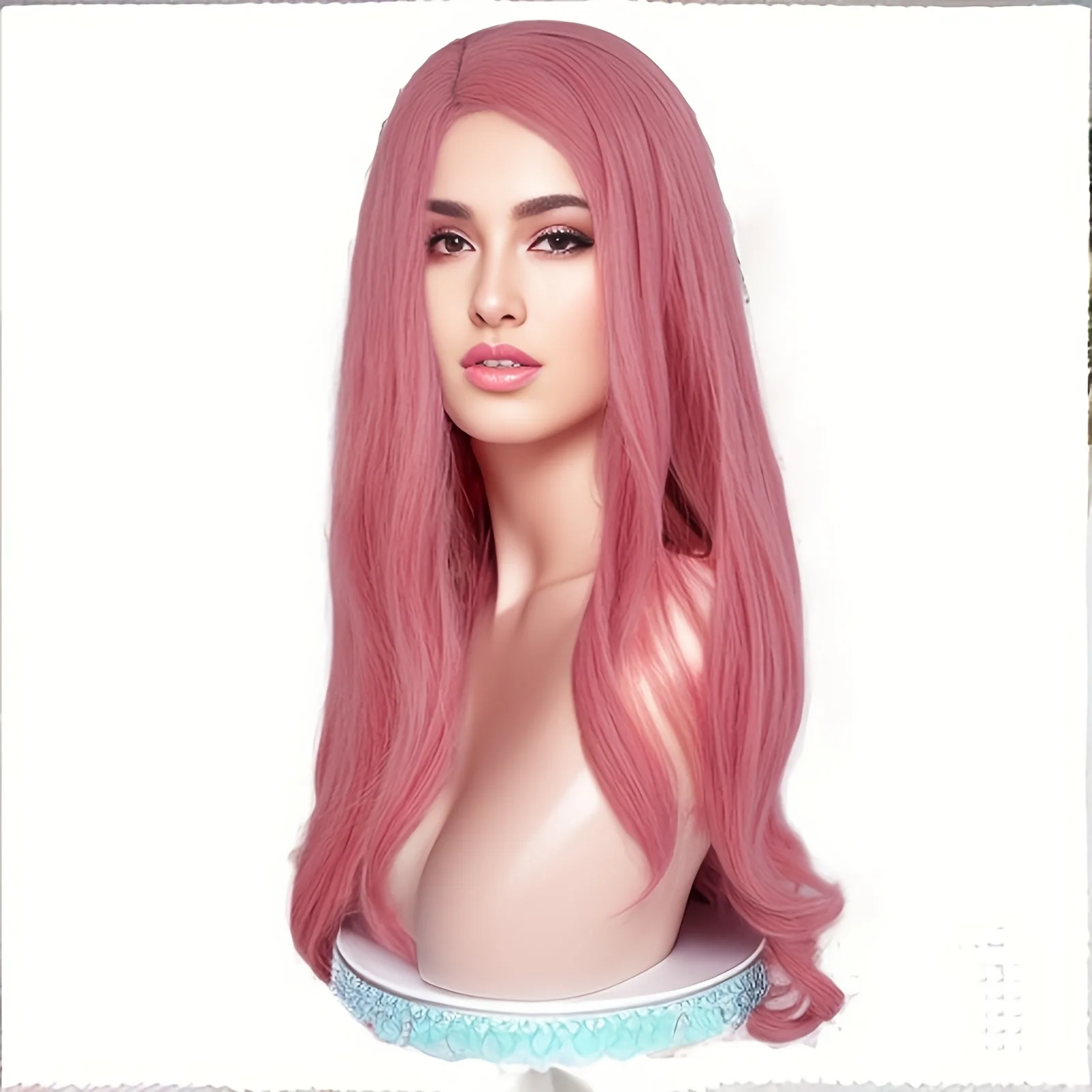 

Synthetic 26Inch Pink Long Wavy Princess Jewelry Bonney Cosplay Wig Anime Halloween Carnival Comic Exhibition COS Wig