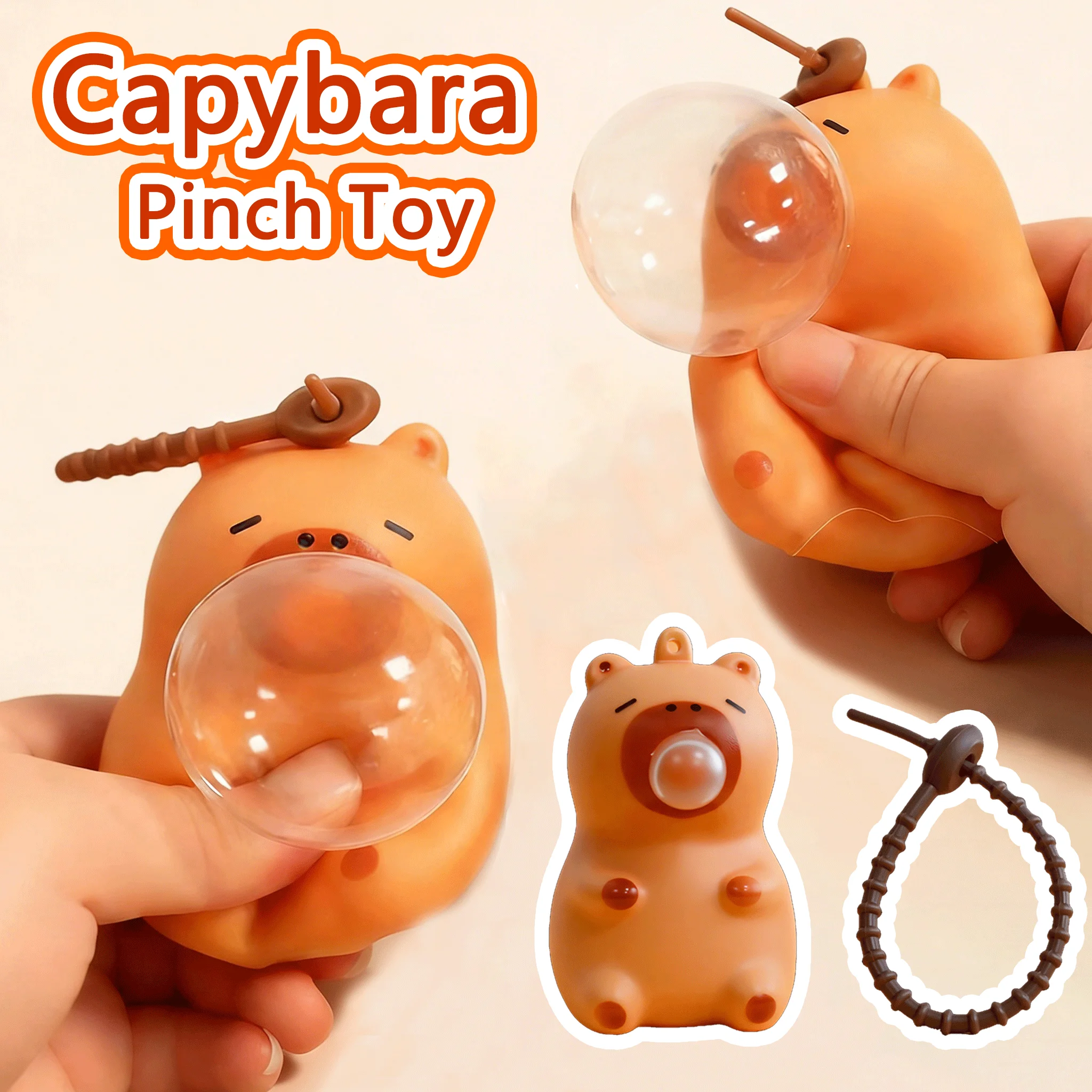

Игрушка-антистресс Капибара: мягкая игрушка-сквиш, выдувающая пузыри, кукла-капибара, подвеска, сенсорная игрушка для снятия стресса, подарок для детей