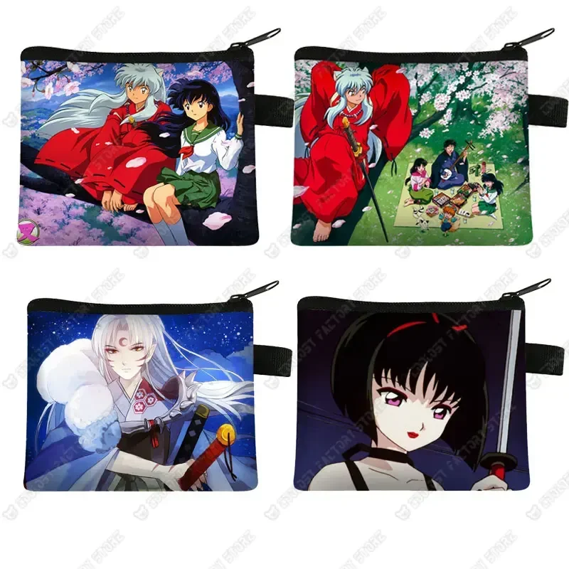 Cartera de Anime Japonés Inuyasha para Mujer, Monedero con Diseño de Dibujos Animados, Porta Tarjetas de Identificación, Porta Auriculares, Monedero Pequeño con Cierre