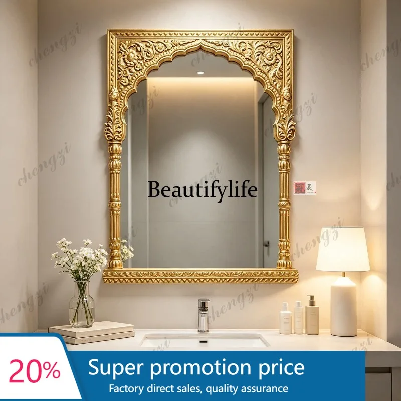 f178 M182 French retro carved living room decorative mirror wall-mounted entrance mirror sink makeup mirror