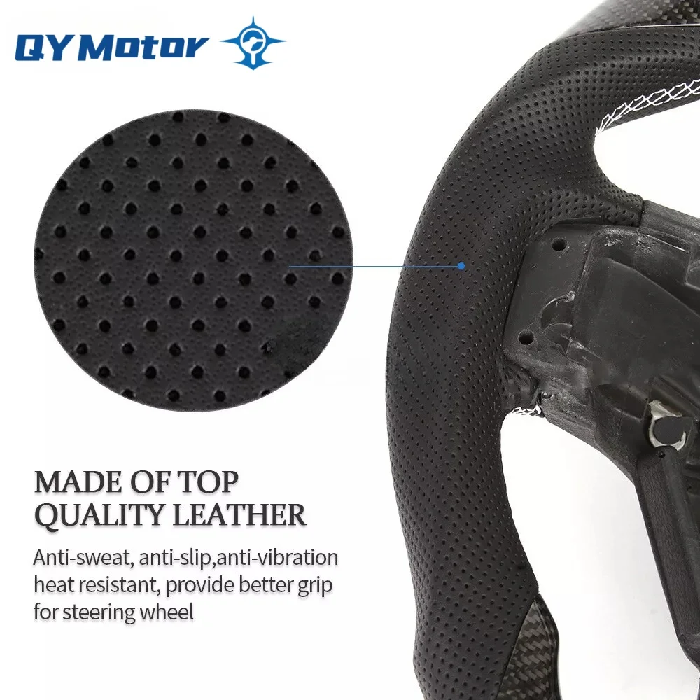 Real Carbon Fiber Steering Wheel Fits For Ford F150 F-150 Raptor 2015-2020 Customized Steering Wheel White Stripe