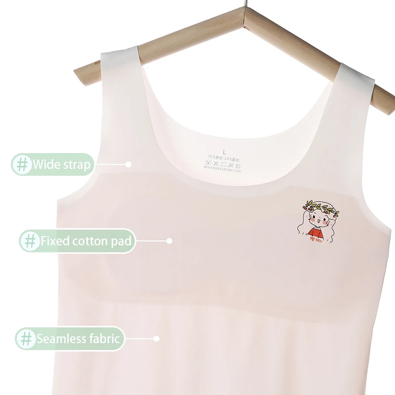 Thin, seamless, long-cut, no-bump, underwire-free bralette for adolescent girls in stages 1 and 2, suitable for schoolwear