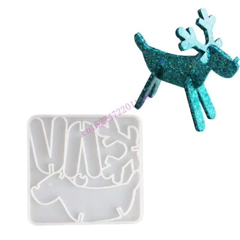 M76B Christmas Decoration Mould Flexible Silicone Mold for Handmade Reindeer Figurine Desktop Ornament Jewelry Making Tool