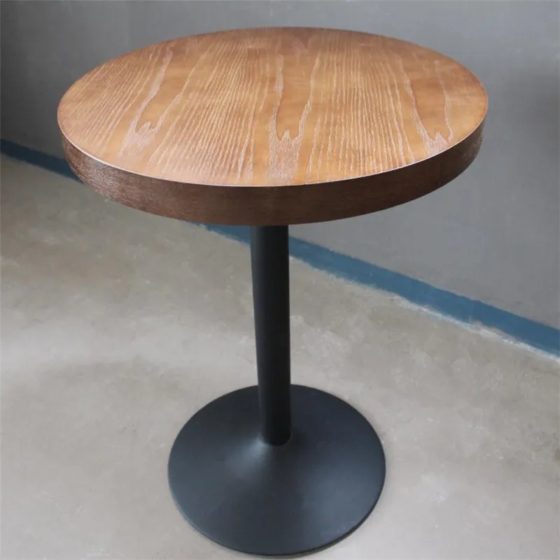 Old Solid Wood Grain Retro Cafe_Western Food Milk Tea Shop Bar Rectangular Negotiation Small Round Table